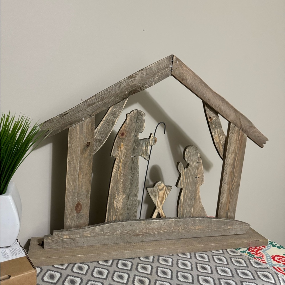 Wooden nativity scene
